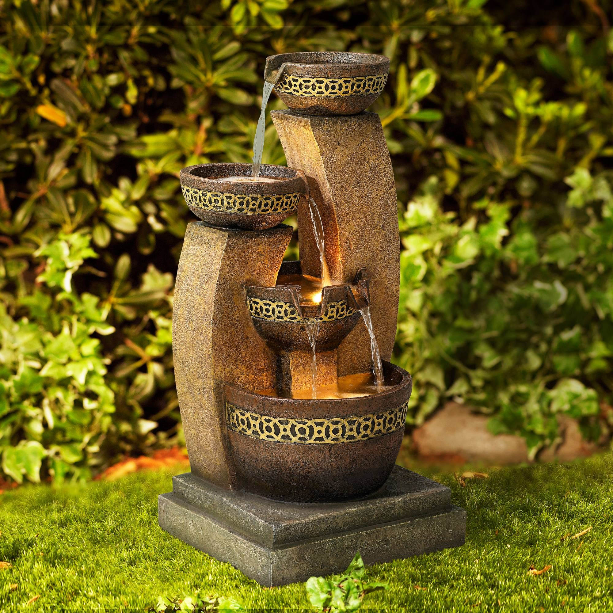 【Décor】Four Bowl Outdoor Floor Water Fountain 41