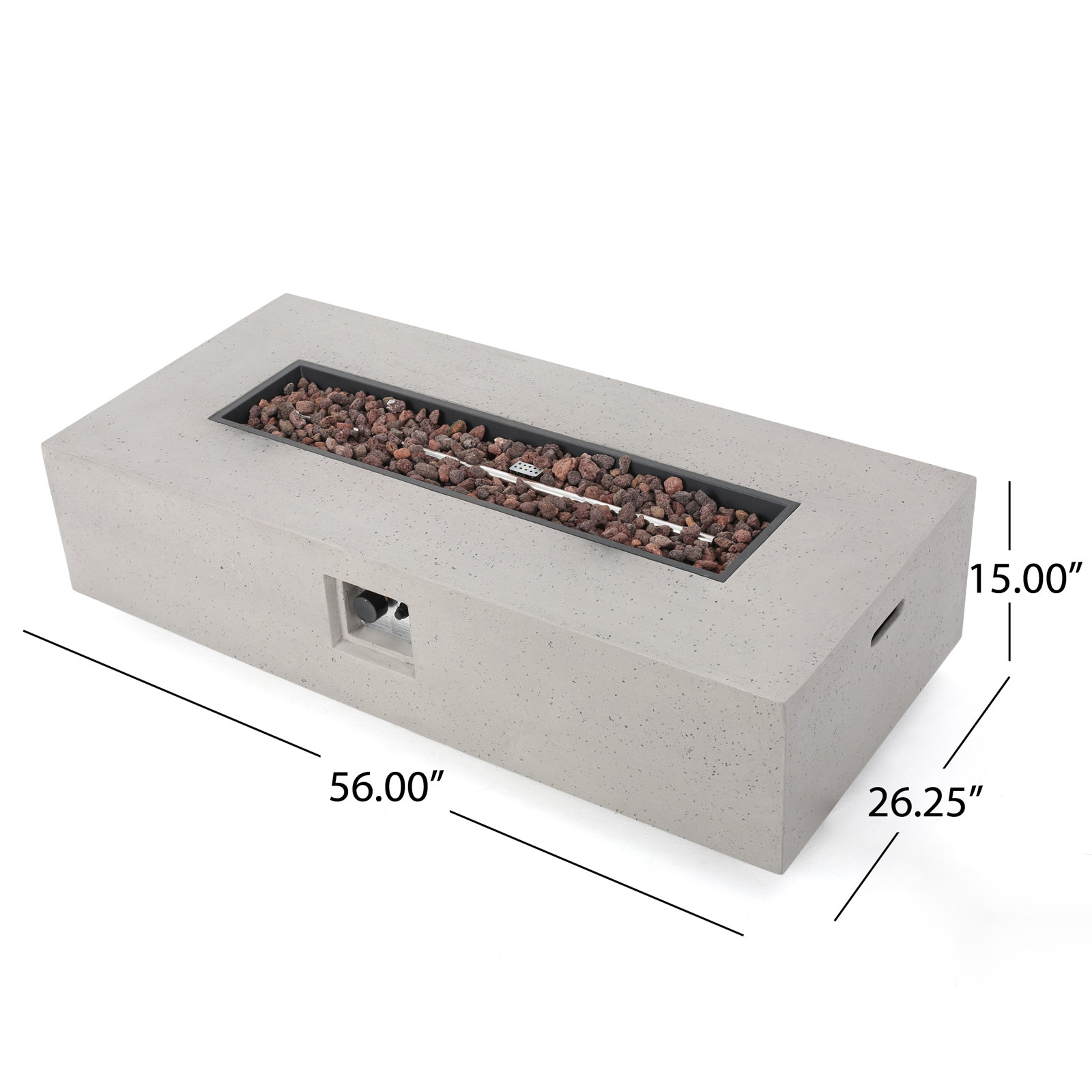 【Sports&Outdoors】Belle 15'' H x 56'' W Concrete Propane Outdoor Fire Pit Table