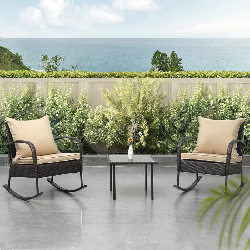 Husnu Polyethylene (PE) Wicker 2 - Person Seating Group with Cushions