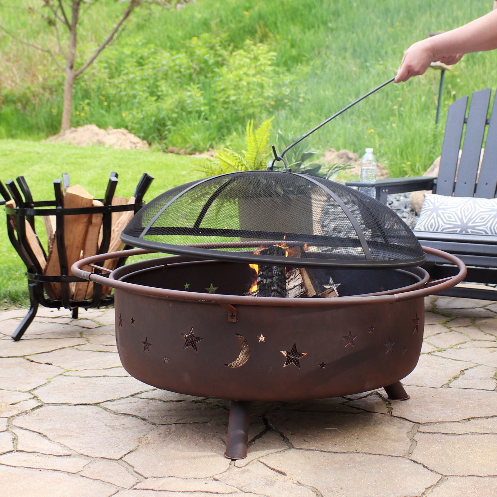 【Sports&Outdoors】Gustafson 23'' H x 42'' W Steel Wood Burning Outdoor Fire Pit