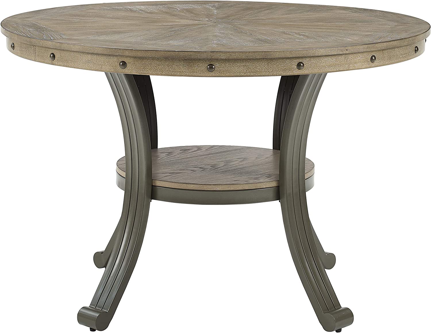 Powell Pewter Metal and Rustic Wood 5 Piece Set Franklin Dining