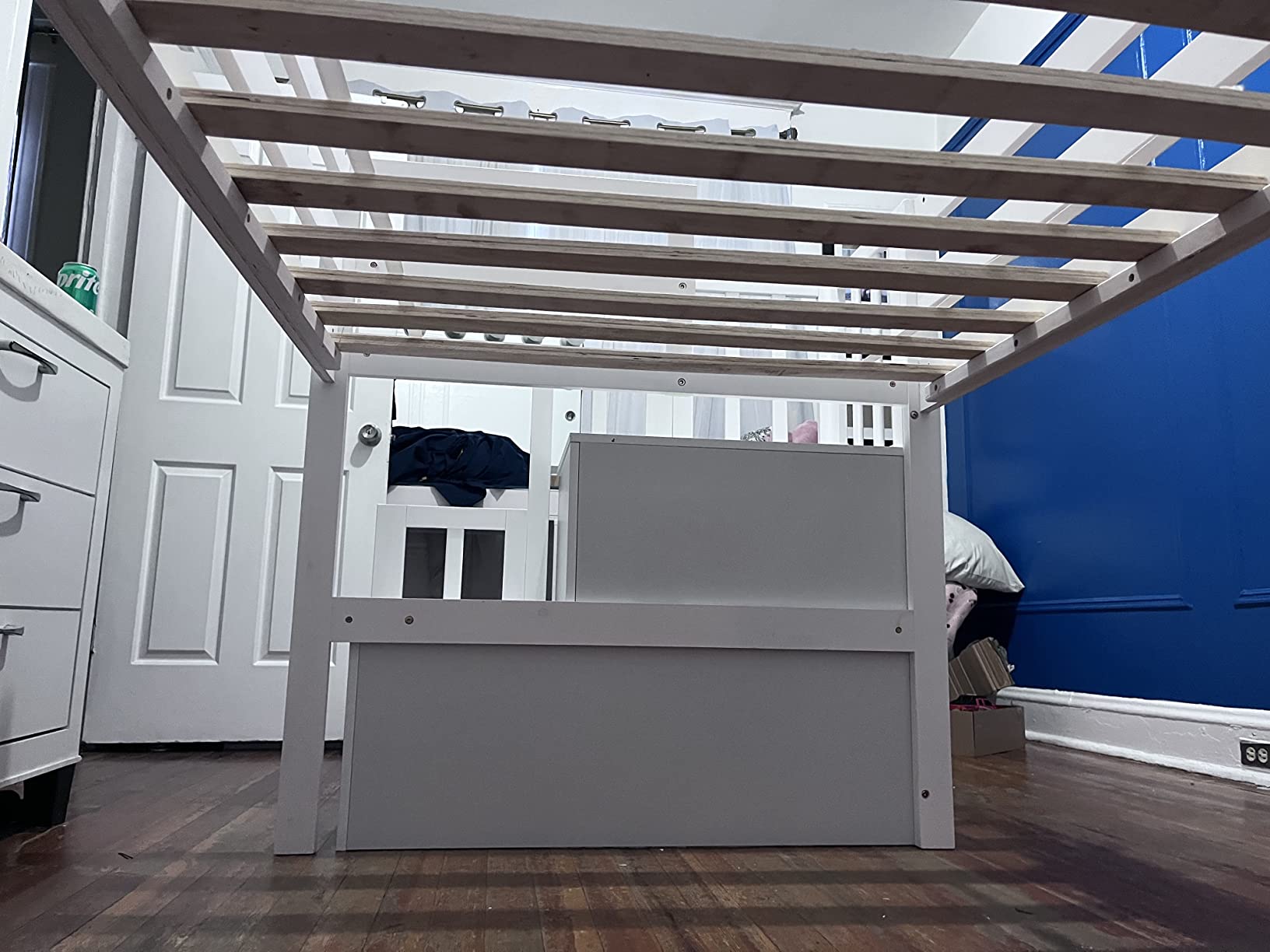 【Furniture】Bellemave Low Loft Beds with 3 Drawers Twin Loft Bed Frame with Cabinet & Bedside Tray Wood Farmhouse Loft Bed