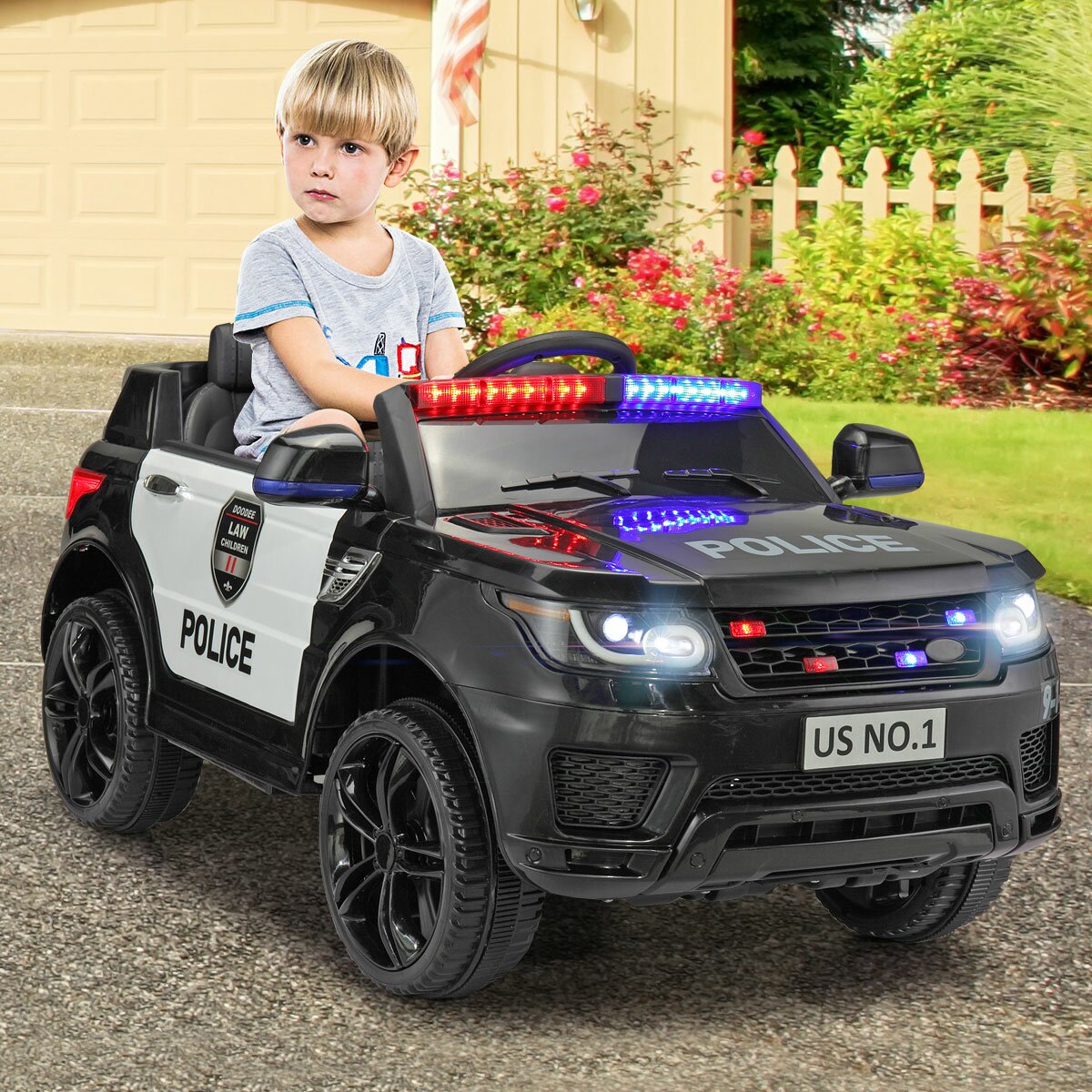 【Baby&Kids】12V Kids Ride on Police Car with Remote Control