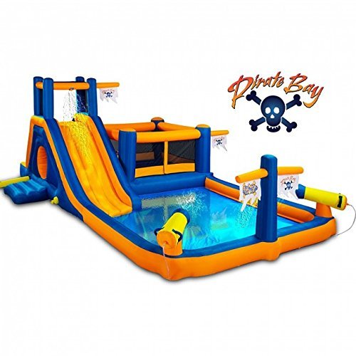 【Baby&Kids】Pirate Bay - Inflatable Water Park - Large - Slide - Climbing Wall - Bounce House - Tunnel