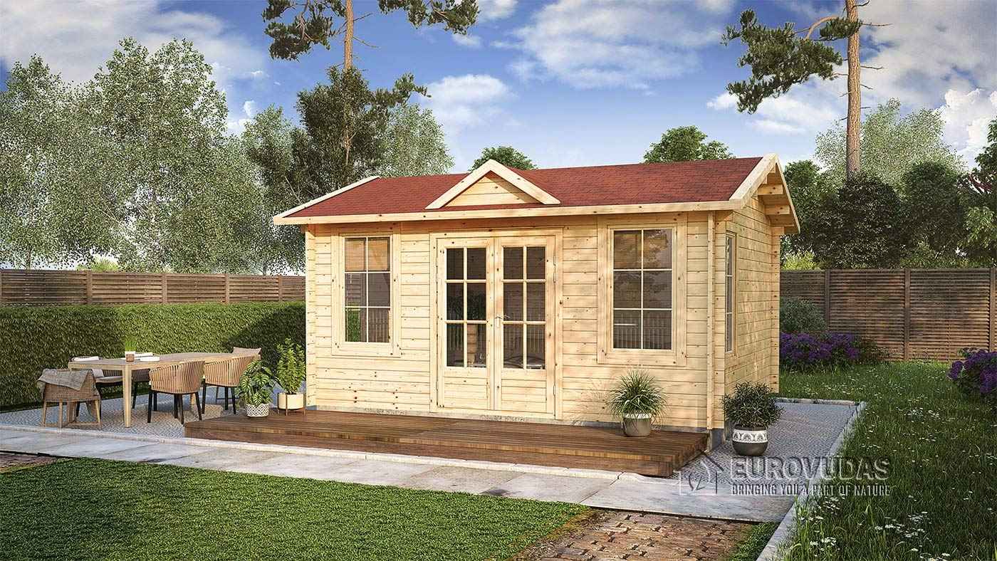 【Home&Garden】Log Cabin CLOCKHOUSE 4x3m, 44 mm Walls