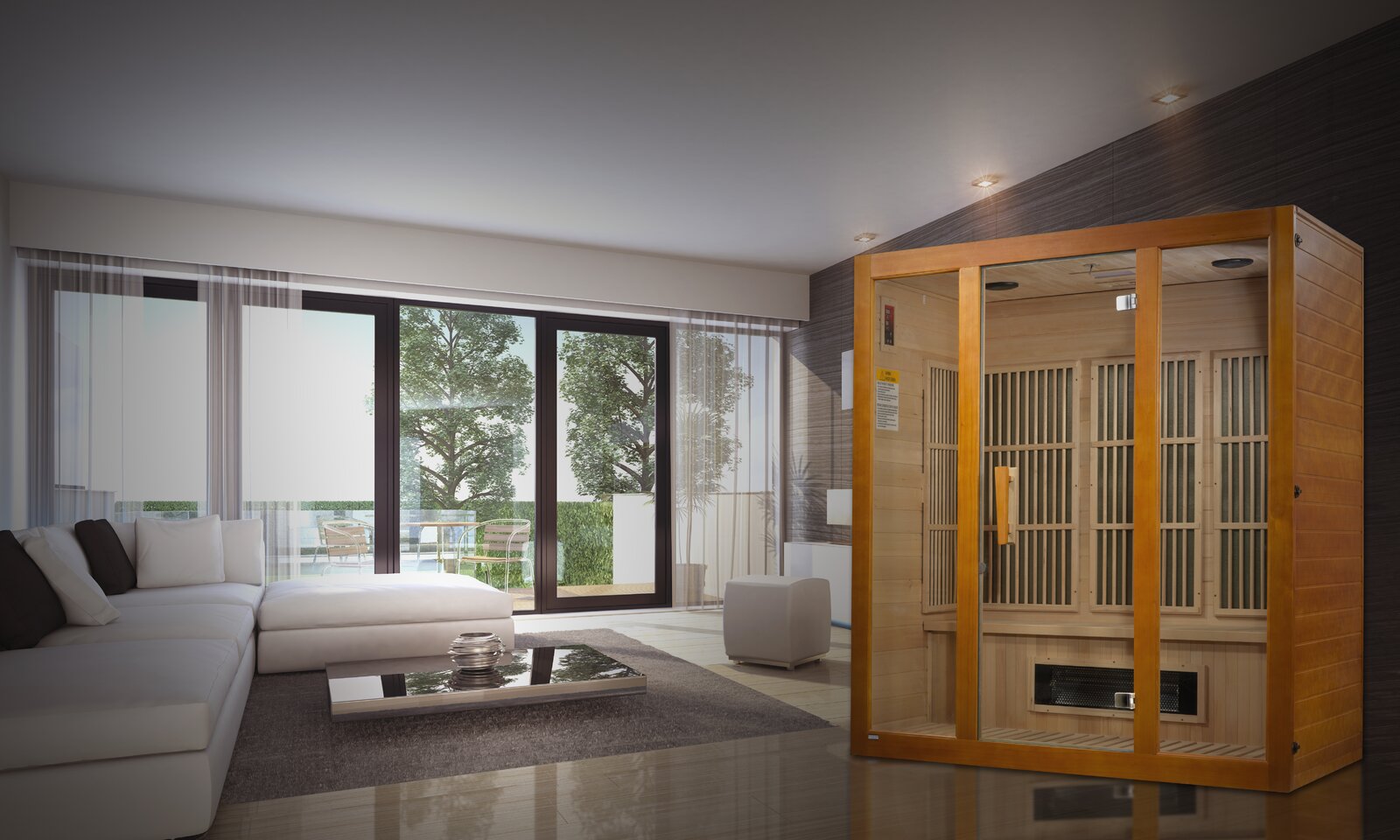 【Sports&Outdoors】Dynamic Infrared Maxxus 3 - Person Indoor Bluetooth Compatible FAR Infrared Sauna in Hemlock