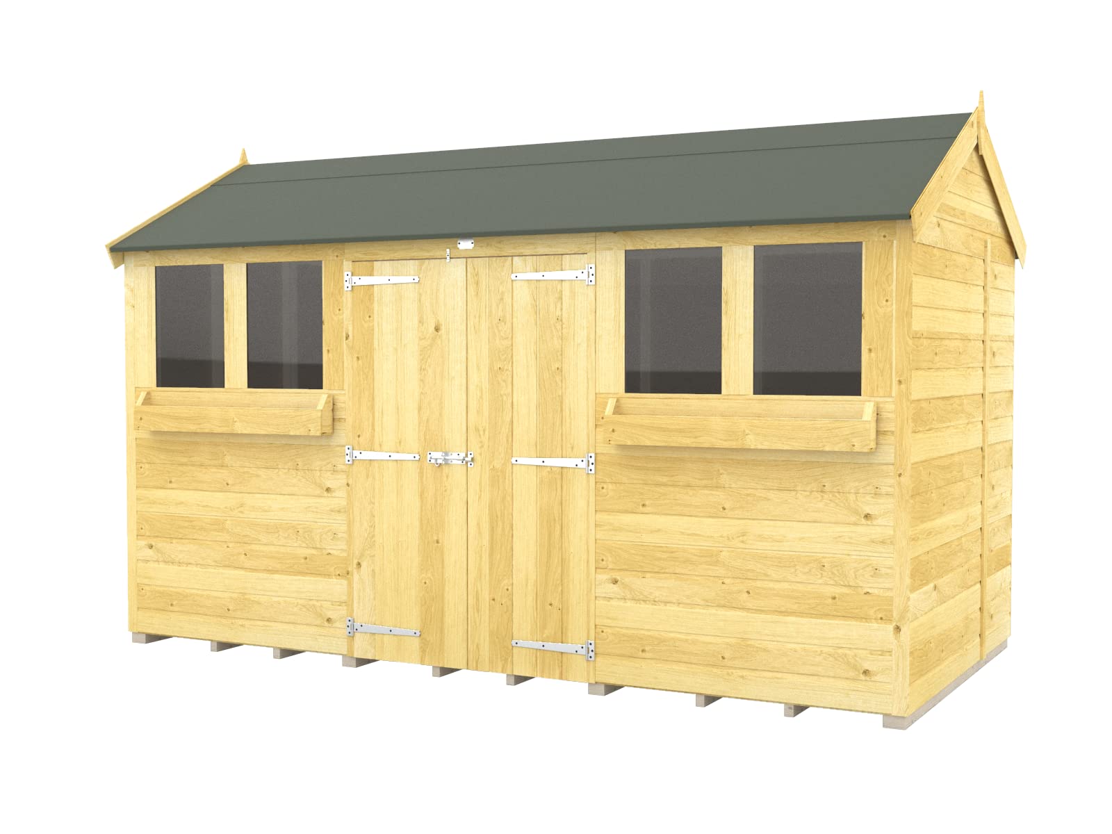 【Home&Garden】12x6 Apex Summer Shed Double Doors Garden Building
