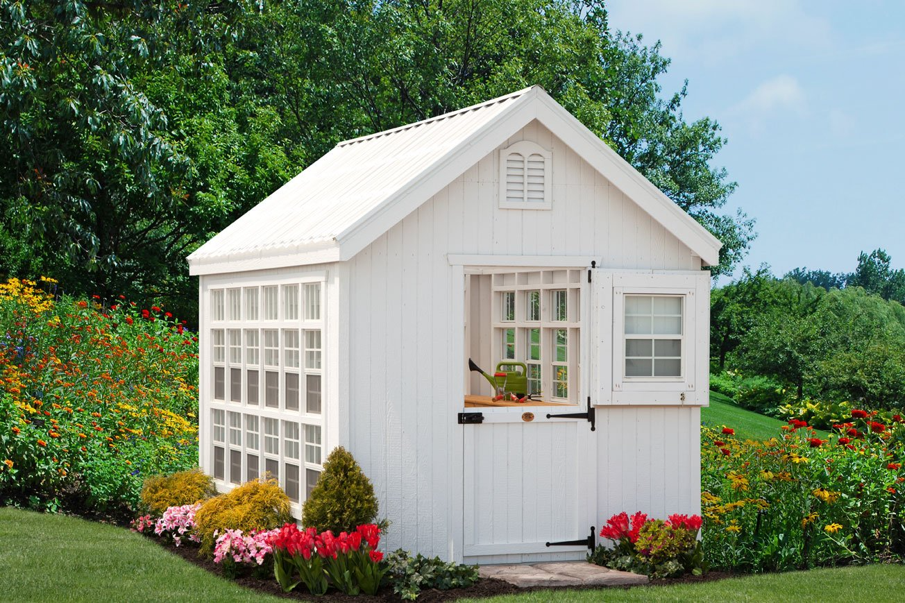 【Home&Garden】Colonial Gable Greenhouse, 10' x 16', Primed Tan