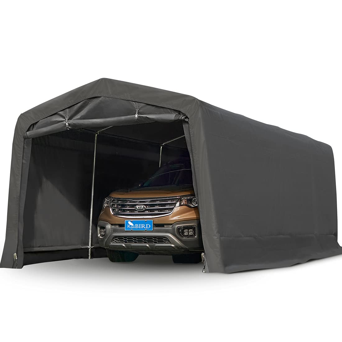 【Home&Garden】10' x 15' Heavy Duty Anti-Snow Garage, Peak Style Roof Carport Instant Garage