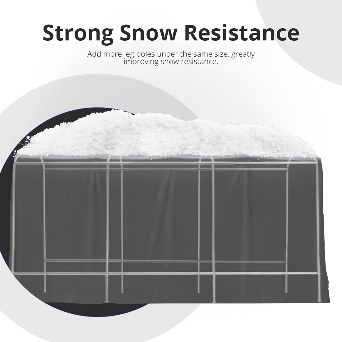 【Home&Garden】10' x 15' Heavy Duty Anti-Snow Garage, Peak Style Roof Carport Instant Garage