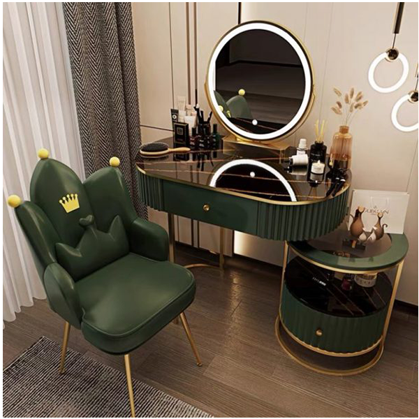 【Furniture】Cosmetic Dressing Table with Mirror, Bedroom Dressing Table Stool Cover, Dressing Table Set