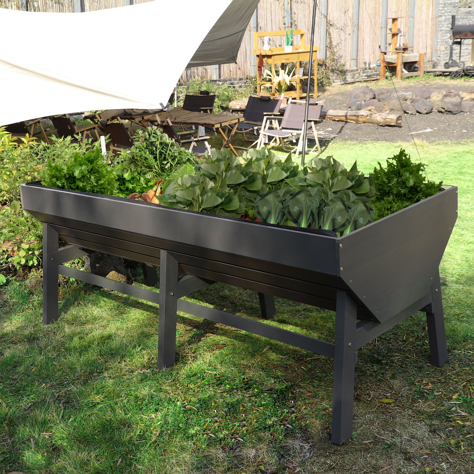 【Home&Garden】Longley Guarani Wood Elevated Planter