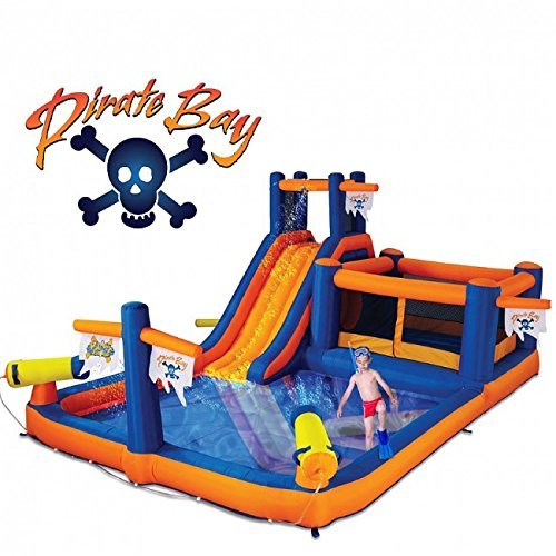 【Baby&Kids】Pirate Bay - Inflatable Water Park - Large - Slide - Climbing Wall - Bounce House - Tunnel