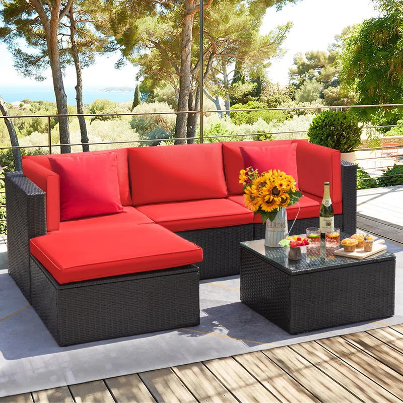 Huang Polyethylene (PE) Wicker 4 - Person Seating Group with Cushions