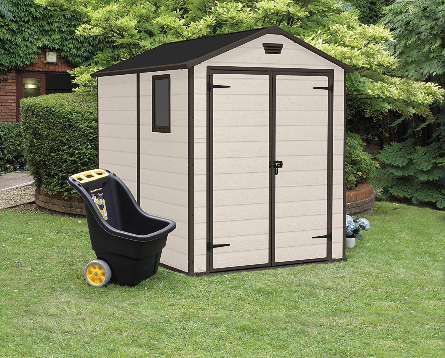 【Storage Shed】【BS】6x8 ft Keter Manor Outdoor Garden Storage Shed, Beige