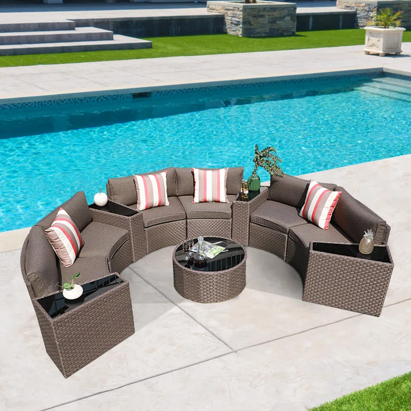 Polyethylene (PE) Wicker 6 - Person Seating Group with Cushions
