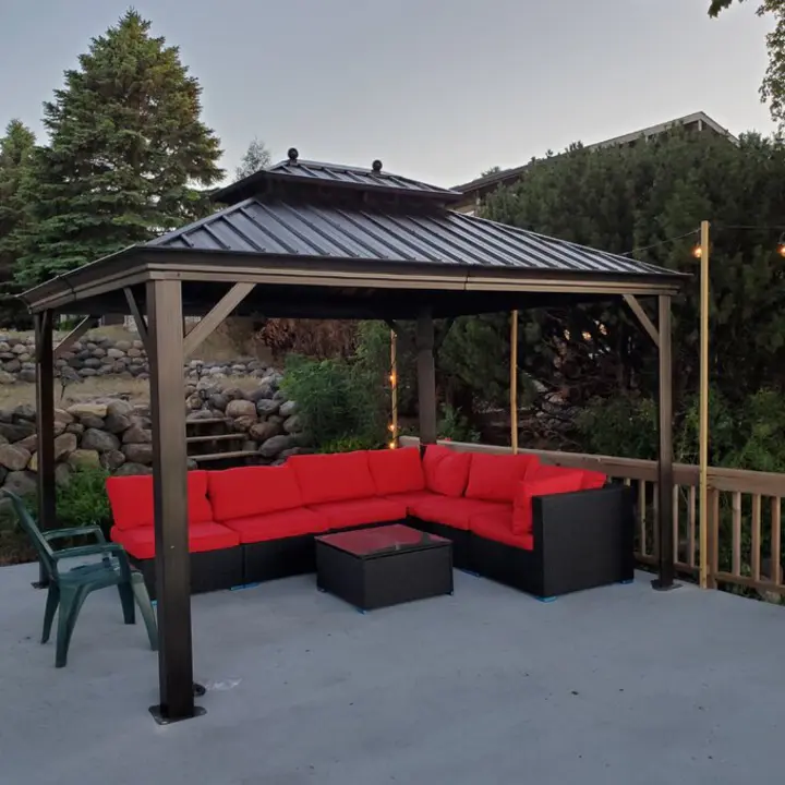 【Gazebo】12 Ft. W x 10 FT. D Aluminum Patio Gazebo