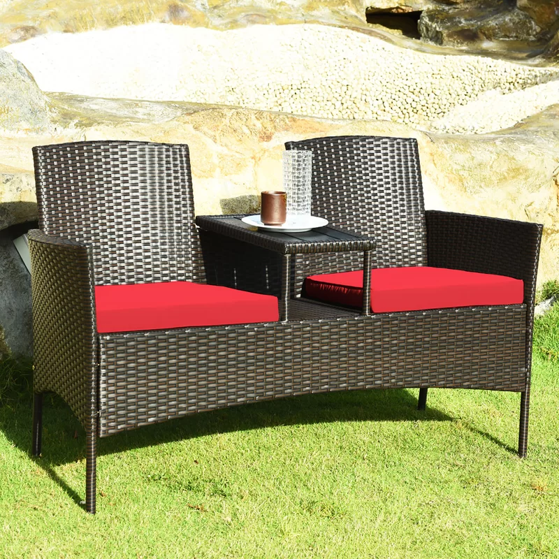 Ballimamore Polyethylene (PE) Wicker 2 - Person Seating Group with Cushions