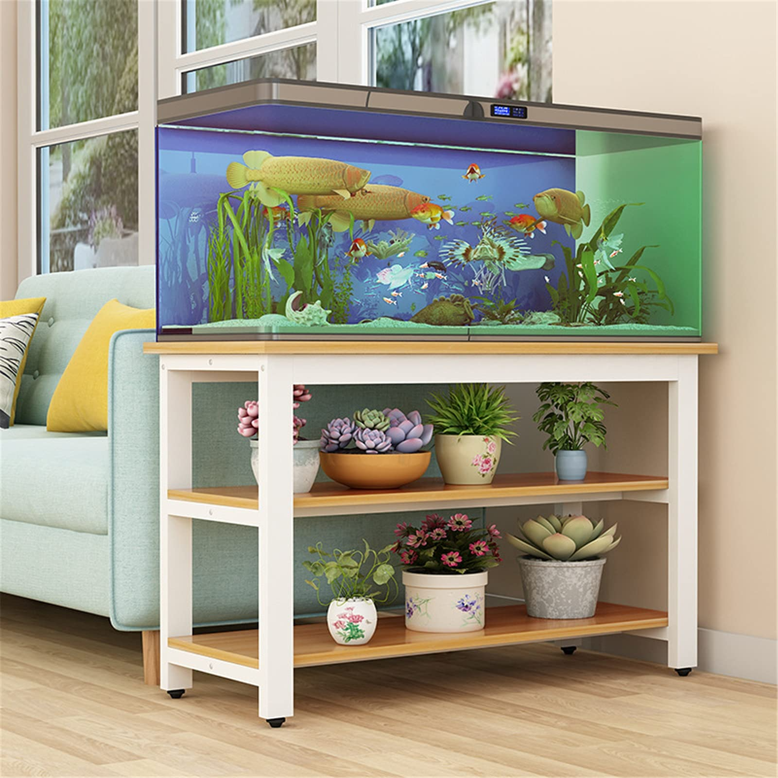 【Pet】Aquarium Bracket Turtle Tank Rack Metal Base Steel Wood Fish Tank Bottom Cabinet Suitable For Fish Tank