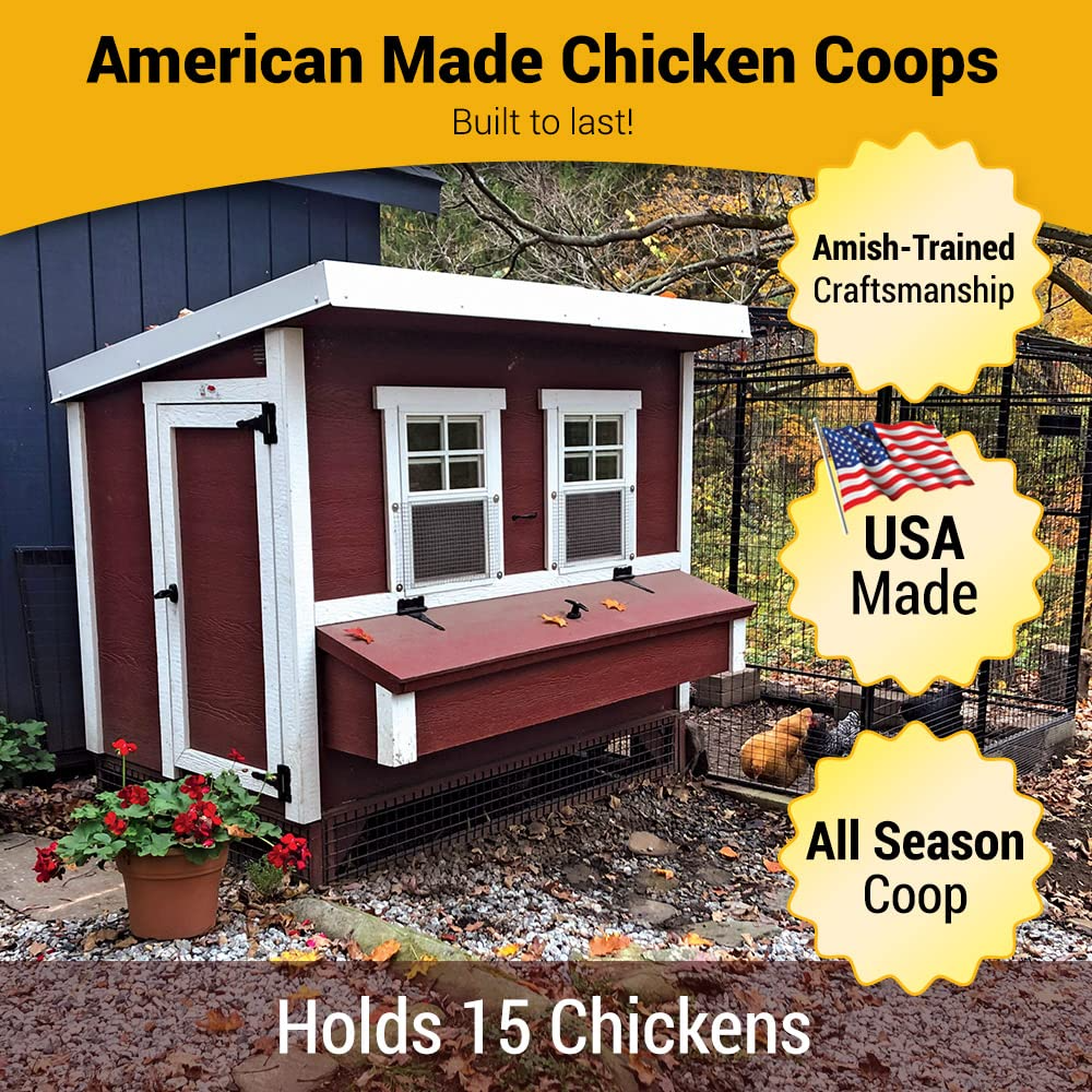 【Pet】Large Chicken Coop for Up to 15 Chickens - Nesting Box - Large Bird, Poultry & Hen House