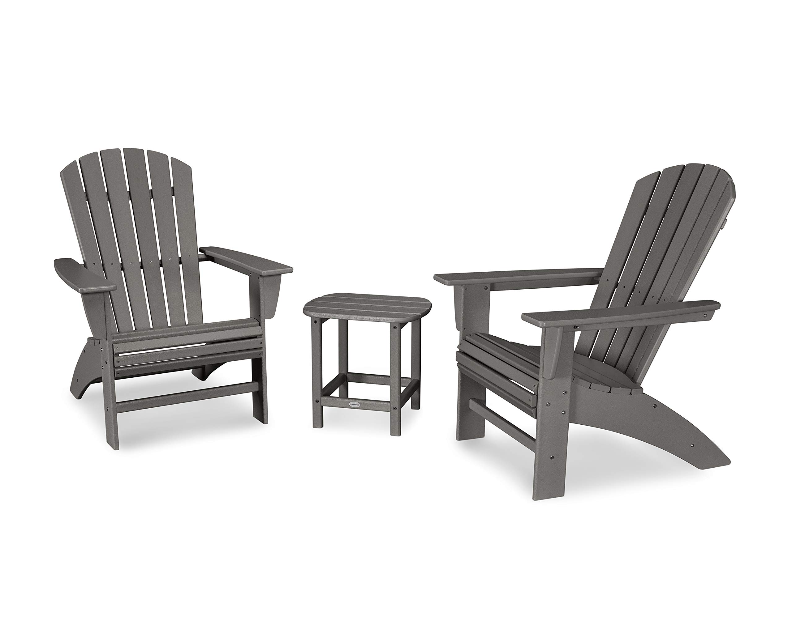 【Home&Garden】Nautical 3-Piece Curveback Adirondack Chair Set with Side Table