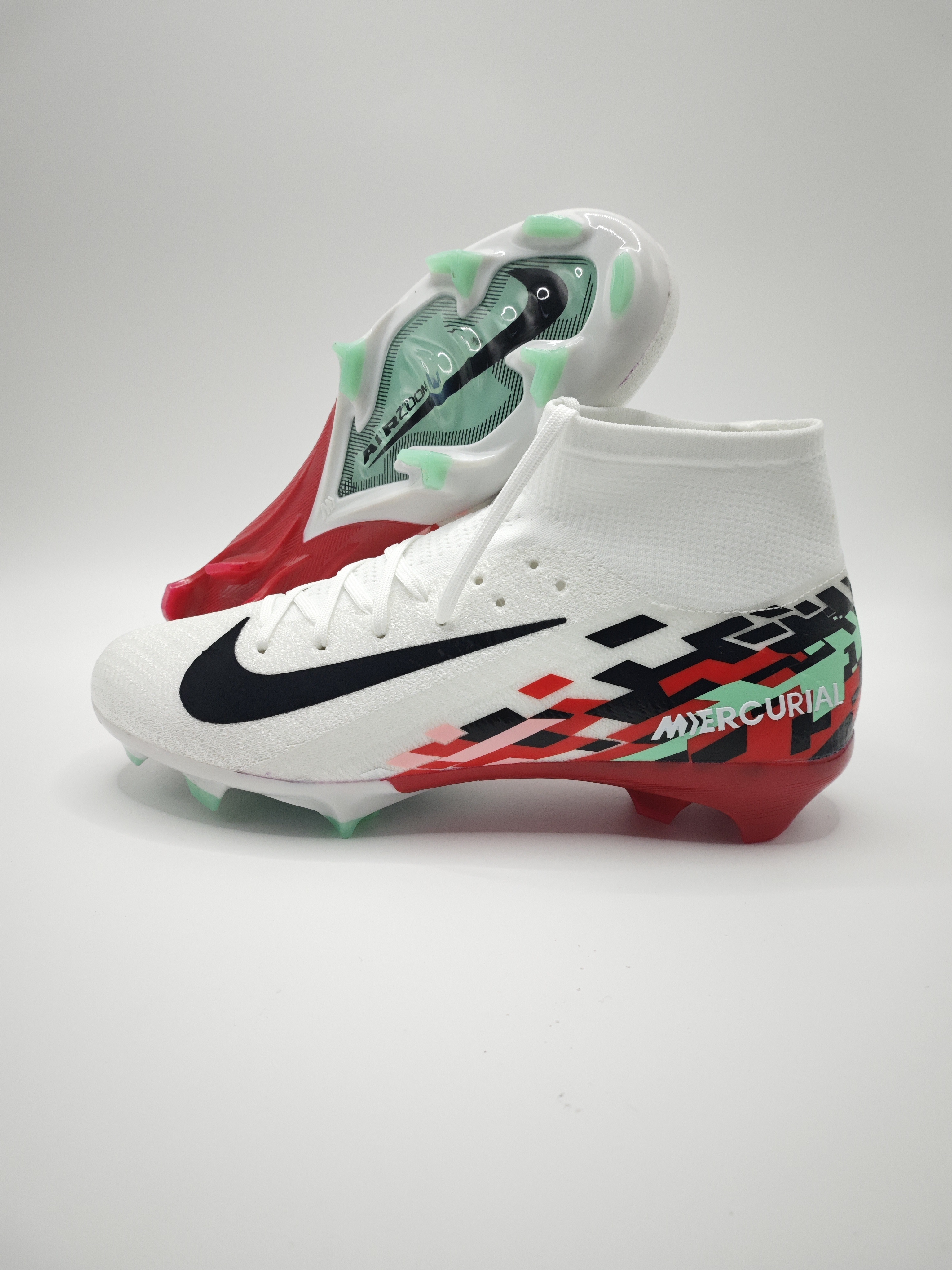 Nike Mercurial 16 FG Soccer Cleats with Built-in Bonded Pack: Full Air Cushion for All-Match Comfort, Waterproof Knit for Wet Pitches