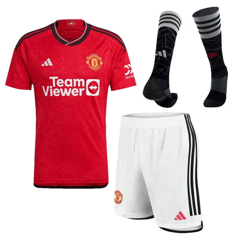 23-24 Manchester United Home Whole Kit Jersey+Shorts+Socks