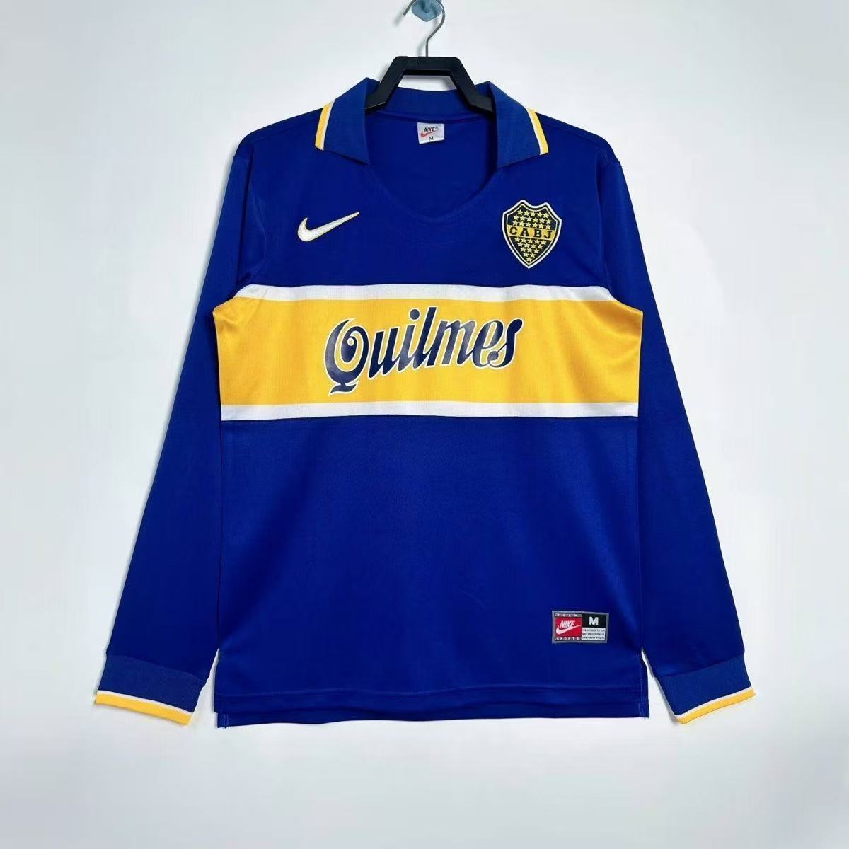 Boca Juniors 1996/97 Home Long Sleeve Jersey – Quilmes Sponsor | Retro Fan Version