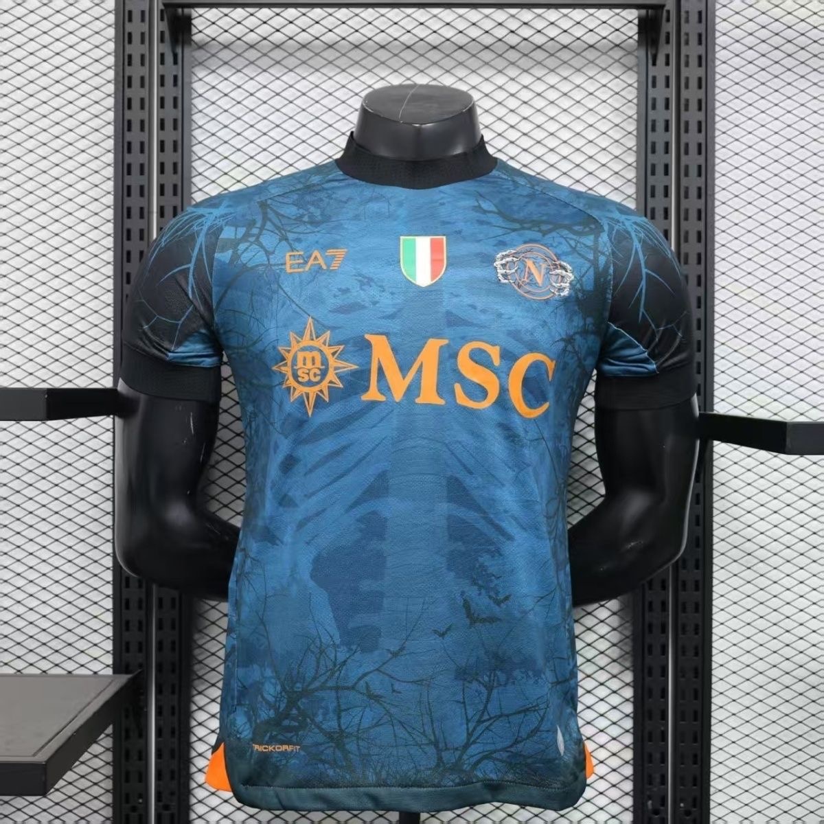 Napoli 2025/26 Special Edition Player Version Jersey – Blue Forest Pattern EA7 Authentic Kit
