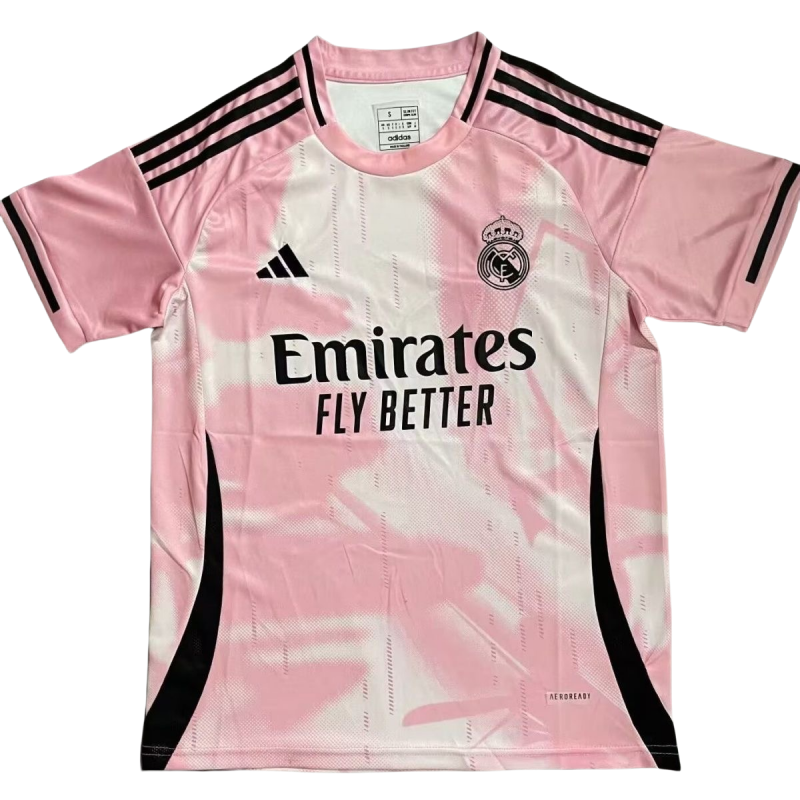 Real Madrid 24-25 pink pre match training uniform football jersey-Fan