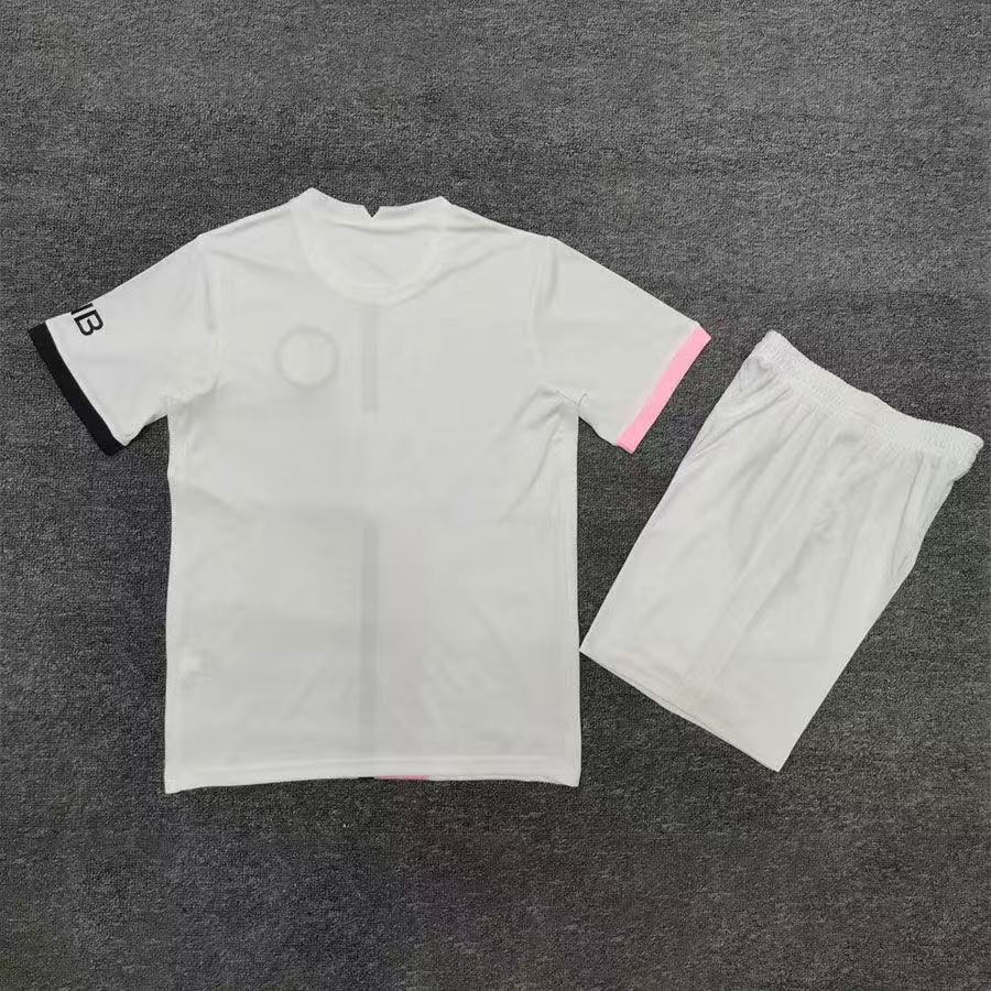 Paris Saint-Germain PSG 2021/22 Away Kit – White Pink Black Stripe Jersey & Shorts Set | Men's Football Fan Outfit