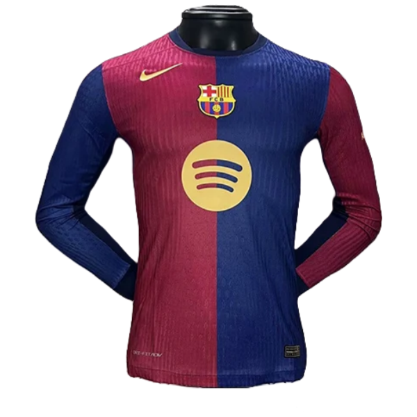 24-25 Barcelona Home Soccer Jersey Player Edition Long Sleeve