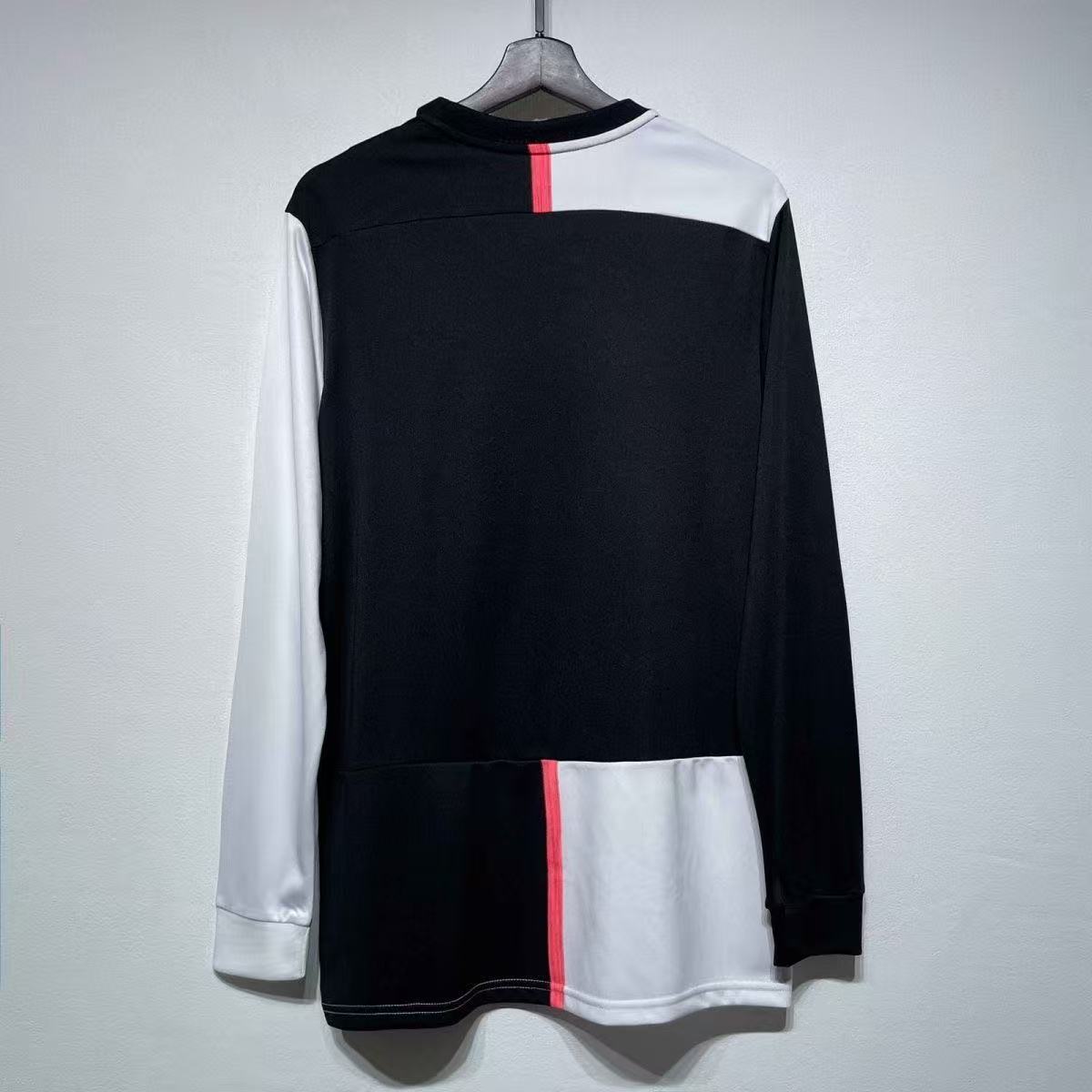 2019-20 Cristiano Ronaldo #7 Juventus Home Retro Player Version Soccer Jersey with UCL Patch - Long Sleeve