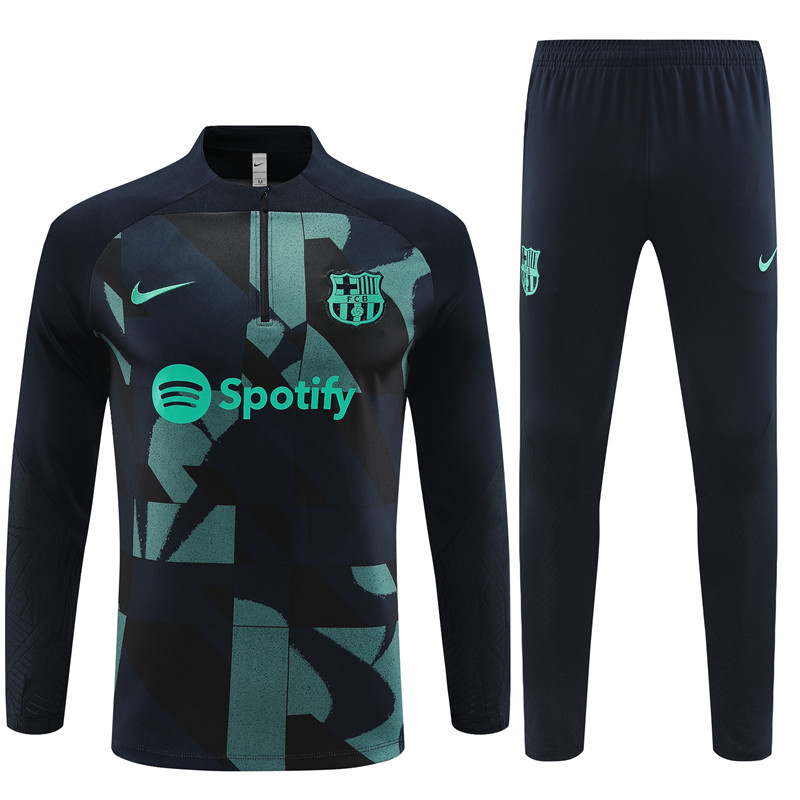 23-24 Barcelona Adults And Training Suits Black&Green Tracksuits Jerseys