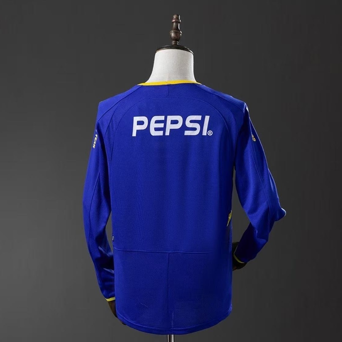 Boca Juniors 2003/04 Home Long Sleeve Jersey Pepsi Retro Football Shirt CABJ