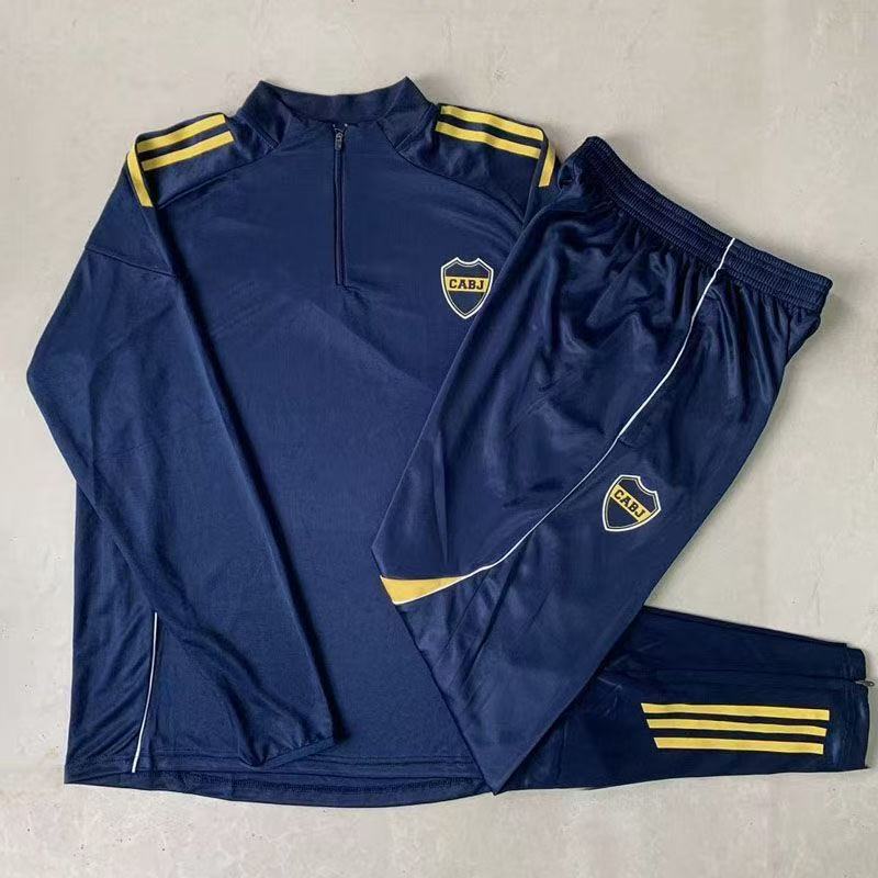 Boca Juniors 2025/26 Training Tracksuit Navy 1/4 Zip Top + Pants AEROREADY