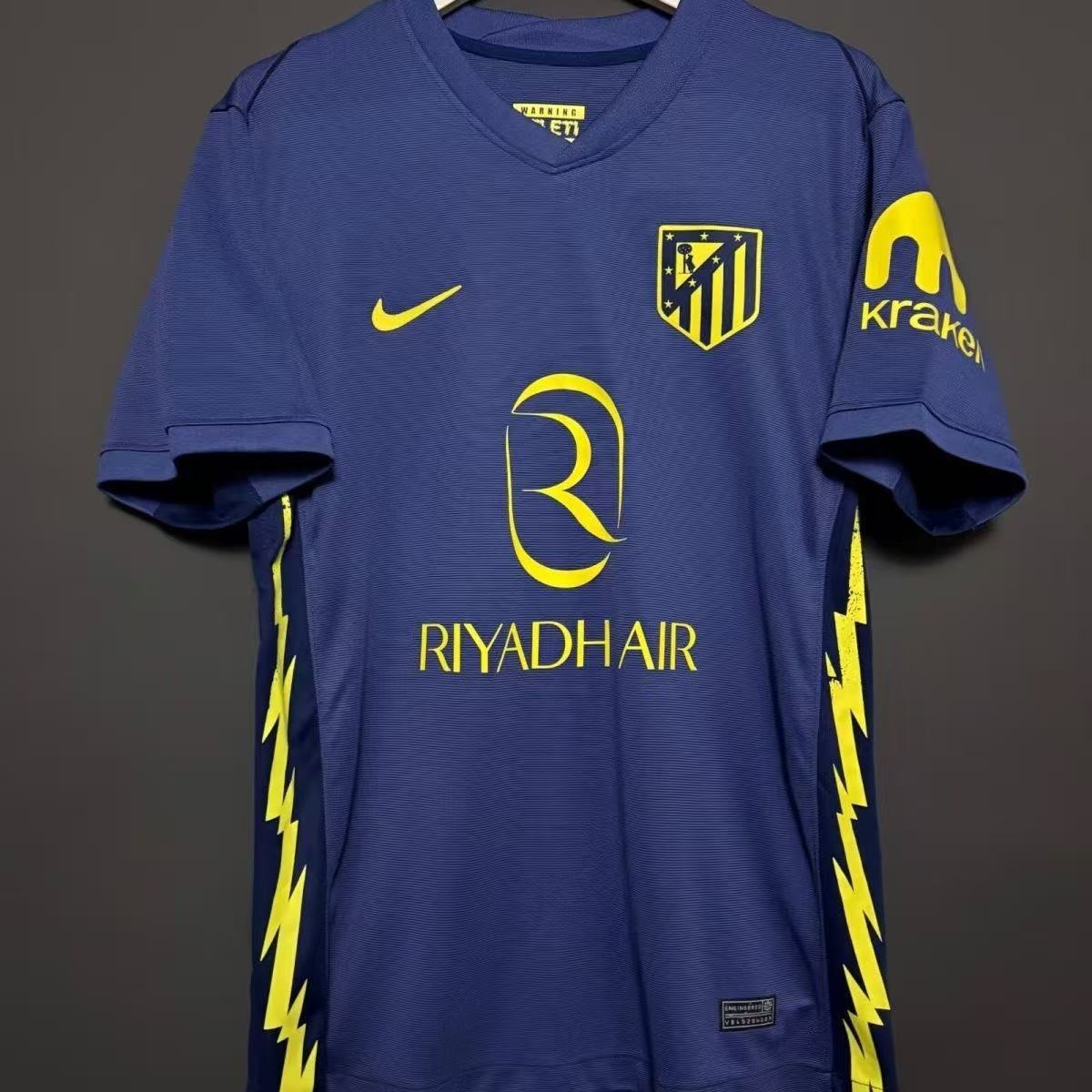 Atletico Madrid 25/26 Third Player Version Jersey Blue Yellow | Nike Riyadh Air Sponsor