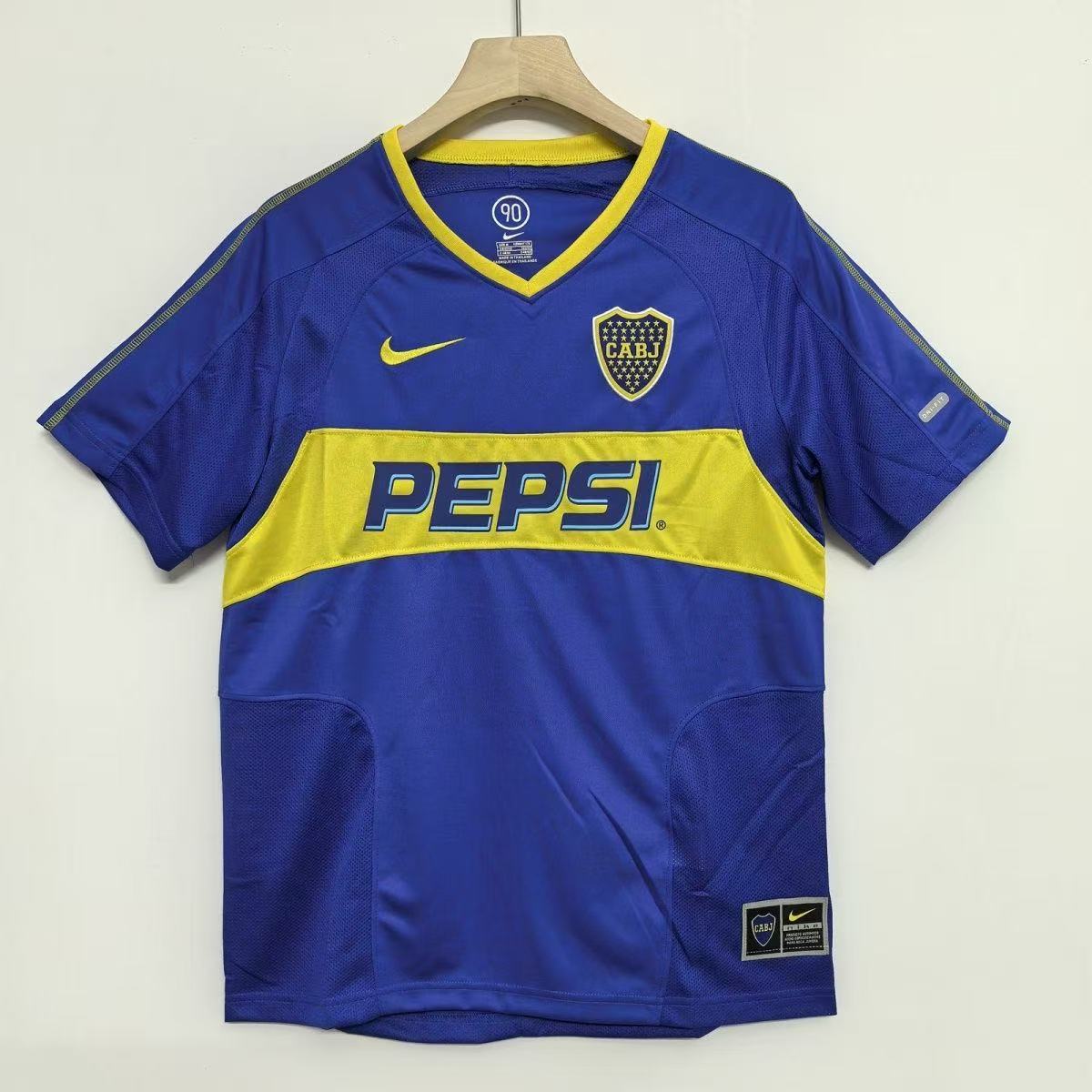 Boca Juniors 2003/04 Home Jersey – Blue & Yellow PEPSI | Fan Version Short Sleeve Football Shirt