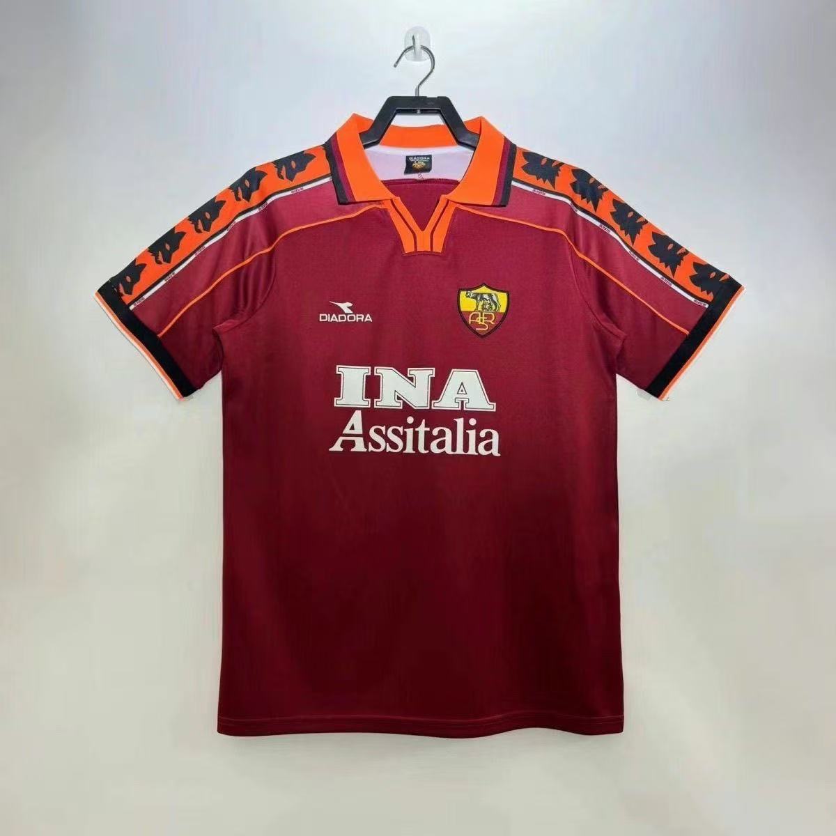 Serie A Roma Club Totti #10 Batistuta #18 Retro Jersey Home 2000-01